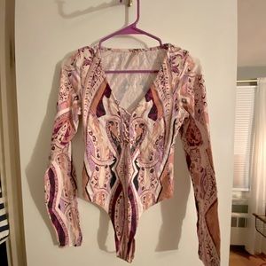 Free People Paisley Bodysuit, Size Small